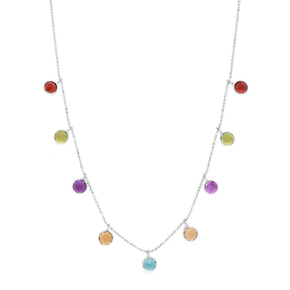 Rachel Koen Gemstones Chain Necklace 14K White Gold 18 inches